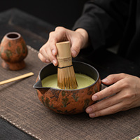 Ensemble de 8 pièces Flowing Spring Matcha, nouveau style chinois, coffret cadeau en céramique pour la préparation du thé, comprenant un bol, un fouet Chasen et autres accessoires