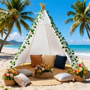 Tente <span class=keywords><strong>tipi</strong></span> géante de 7' à 5 côtés en toile de coton blanche, tente <span class=keywords><strong>tipi</strong></span> pour enfants, tente <span class=keywords><strong>tipi</strong></span> intérieure et extérieure, tente <span class=keywords><strong>tipi</strong></span> pour adultes pour fête, mariage - Product Image 3