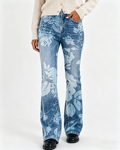 Jeans de Mezclilla para Mujer, Jeans Lavados Transpirables, Pantalones de Mezclilla Estilo Lápiz, Jeans con Estampado - Product Image 3