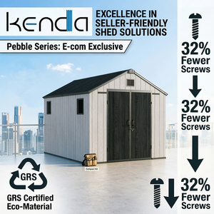 Caseta de Jardín KENDA de Fácil Montaje, Lista para Envío Directo, 8x12 pies, con Garantía de 10 Años, Resistente a Tifones de Nivel <span class=keywords><strong>11</strong></span>, Sin Mantenimiento - Product Image 1