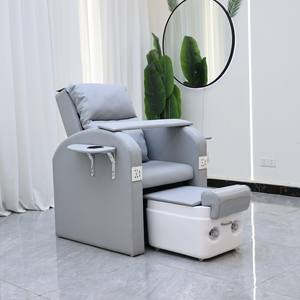 Fauteuil de pédicure moderne gris pour salon de manucure et spa, avec télécommande, sans plomberie, pour soins des ongles - Product Image 1