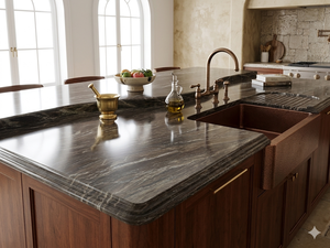 Grande dalle de marbre gris piano - Product Image 3