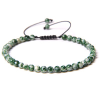 Bracelet de perles fines tissées à la main de 4 MM Bracelet de jade en gros de pierres précieuses naturelles réglables