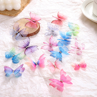 4CM 100 pièces/sac Papillons en tulle imprimés avec strass colorés, garniture en dentelle pour DIY, vêtements, robes de mariée, accessoires capillaires et matériel de couture
