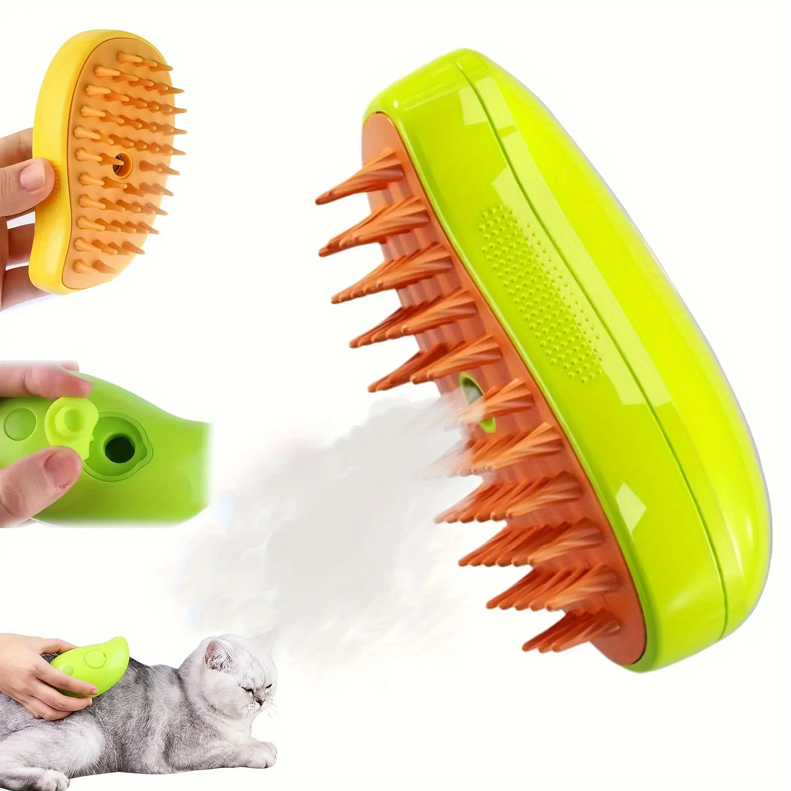 Factory 3 en 1 Dry Wet Cat Steamy Brush Silicona Masaje Cepillo para el cabello Herramienta Pet Cat Brush con vapor