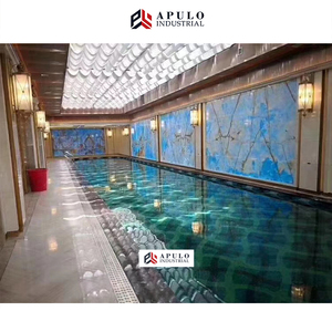 Book Match Mờ Onyx Tường Bảng Điều Chỉnh Ốp Trang Trí Vàng Tĩnh Mạch Đá Cẩm Thạch Trong Suốt Đá Marmor Onix Gạch Blue Slab - Product Image 5