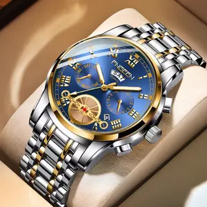 Fngeen 4001 Fashion Luxury Tourbillon Quartz Steel Wristwatch Jam Montres Reloj Life Waterproof Luminous Pointer Watch For Men