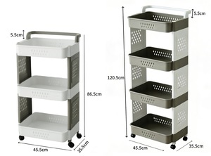 Chariot roulant en plastique multi-usages à 3/4 niveaux pour la <span class=keywords><strong>cuisine</strong></span>, la salle <span class=keywords><strong>de</strong></span> bain et le <span class=keywords><strong>rangement</strong></span> <span class=keywords><strong>de</strong></span> livres - Product Image 3