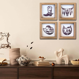 Ciondolo in legno stile cowboy western con design a ferro di cavallo, stivale, teschio, testa di pecora e cappello, dalla Cina - Product Image 4