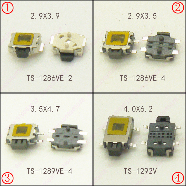 20Pieces 12V Side Push Button Tact SW Momentary Tact Switch 4Pin SMD 3X4mm/3.5x4.7mm/4x6mm for phone/MP4/keys