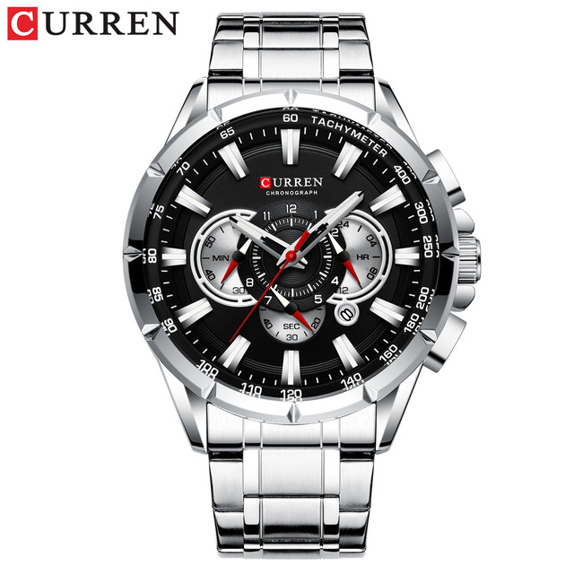Quartz Watches CURREN 8363 Men's Top Brand Watch Steel Strap Calendar Waterproof Luminous Chronograph Fashion Watch for Men