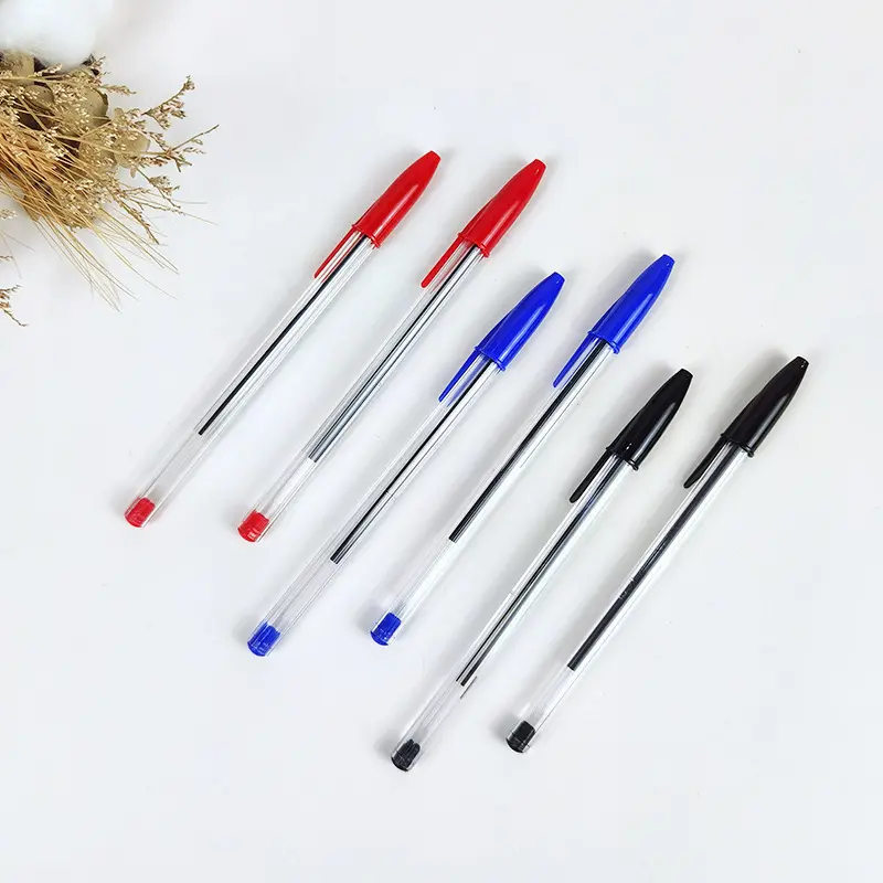 Wholesale 1.0mm Ballpoint Pen Easy To Write Plastic Pen Student Stationery For School 3 Colors Cheap Pen