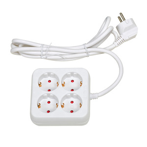 Prolunga elettrica bianca a 4 prese, 1,5 m, con cavo 3G da 1,5 mm, ideale per la connessione di più dispositivi elettronici. - Product Image 1