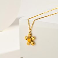 Set Perhiasan Kalung Liontin Bunga Batu Alam Lapis Emas 18k Trendy dari Baja Anti Karat, Anting Tusuk, dan Cincin Terbuka