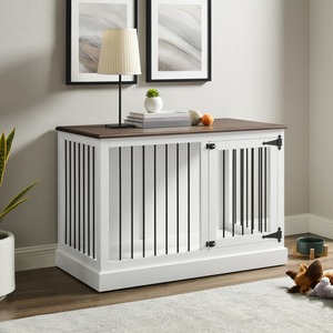 Luxury Modern Wooden Furniture Style Heavy Duty Stackable Pet Dog Crate Furniture White and Brown