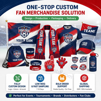Ensemble de cadeaux promotionnels personnalisés pour événements avec casquette, bracelet, claquettes, gobelet, porte-clés, autocollant et drapeau à main