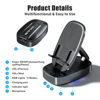 Soporte para Teléfono Celular Inalámbrico con Altavoz, Luz Ambiental RGB, Altura Ajustable, Montaje en Tablero, Base Antideslizante, Sonido Envolvente HD