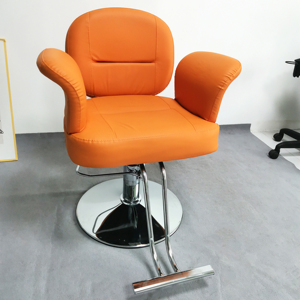 <span class=keywords><strong>Chaise</strong></span> de salon de coiffure moderne avec pompe hydraulique et repose-pieds en acier chromé, mobilier de salon extérieur en métal pour la beauté et le coiffage - Product Image 3