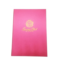 Rose personnalisé couverture en cuir 4 vues 3 panneaux de menu MENÉ pour A4 inserts rechargeable LED menu pour hôtel restaurant