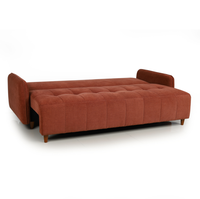 Canapé-lit convertible 2 places en tissu rouge bordeaux avec pieds en bois pour salon, appartement, mobilier de maison
