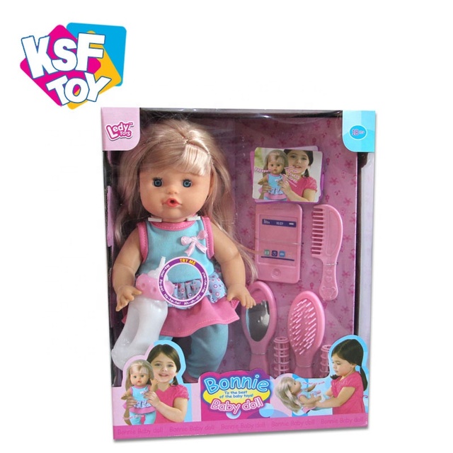 Lovely Fashion Drink Water Urinate Play Doll Set Toys Girls Beauty 12 Inch Dolls with 12 Sounds IC and Baby Bottle