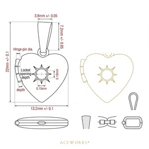 Birthstone Heart <b>Locket</b> Charm | 18K PVD Gold Plated Stainless Steel CZ Starburst Pendant -Waterproof Hypoallergenic Tarnish Free - Product Image 5