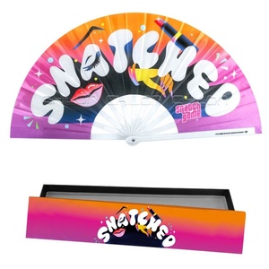 Sublimation Blanks <b>Folded</b> Polyester Bamboo <b>Fans</b> Fabric <b>Folding</b> <b>Hand</b> <b>Fan</b> - Product Image 3