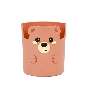 מעמד עטים עגול וחמוד בצורת דובי מצויר, עשוי מחומר PP עמיד ופרקטי, מתאים לשולחן משרדי לאישיות יצירתית. - Product Image 3