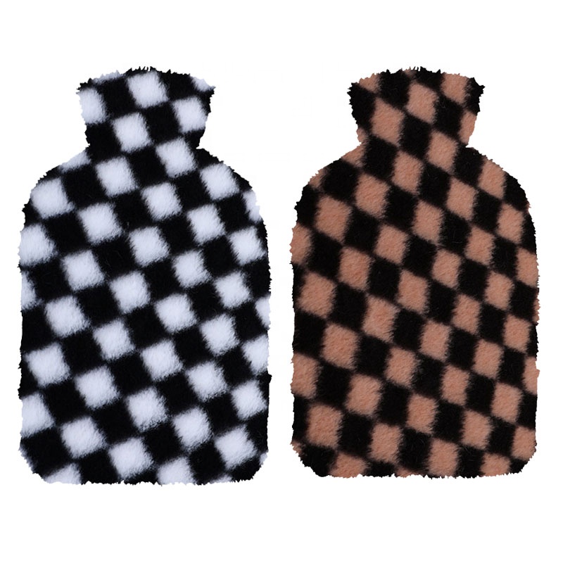 2l medical natural rubber hot water bag with faux fur hot water bottle covers
