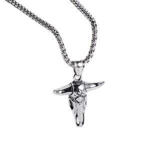 Hiphop Big Rock Punk Pendentif Bijoux En Acier Inoxydable Hommes Creux Chèvre Anime Tête De <span class=keywords><strong>Taureau</strong></span> Pendentif Corne Pendentif Collier - Product Image 5