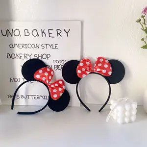 SongMay Ratón de dibujos animados Feliz cumpleaños Diadema Big Wave Point Ear Hair Band con lazo <span class=keywords><strong>Mickey</strong></span> Headband - Product Image 2