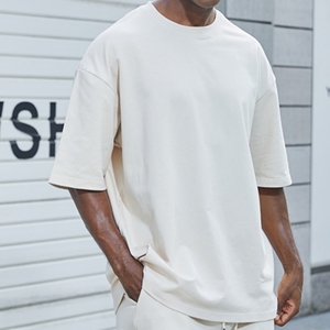 Wholesale <strong>Men's</strong> 2-Piece Solid Knitted 100% Cotton Regular Fit Compressed Eco-Friendly Casual T-<strong>Shirt</strong> <strong>Set</strong> - Product Image 5