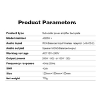 Amplificateur de plaque de subwoofer DSP Classe D 200W avec entrée sans fil pour subwoofer actif DIY, carte amplificateur de basses pour home cinéma AC110V 240V