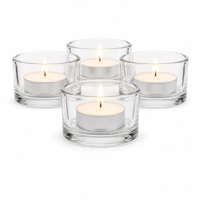 Support de bougie en verre transparent personnalisé avec logo, mini, court, rond, à base épaisse, pour bougies chauffe-plat, vente en gros pour la décoration de table à la maison