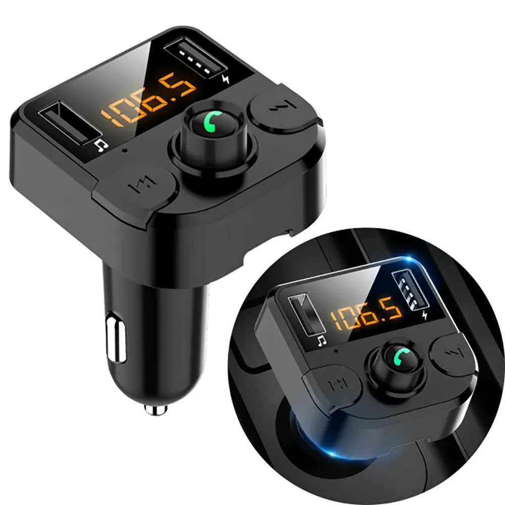 USLION BT5.0 Car Kit Hand Free Call FM Transmitter Wireless Dual USB Car Charger 3.1A TF Card MP3 Music Player