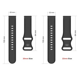 Correa de silicona de 20mm y 22mm para <span class=keywords><strong>Samsung</strong></span> <span class=keywords><strong>Galaxy</strong></span> <span class=keywords><strong>Watch3</strong></span>, 42mm, 46mm, Active 2 Gear S3, Amazfit Bip, pulsera de banda, reloj Huawei GT/2/2E/Pro - Product Image 6