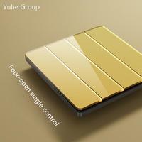 Panel Táctil de Vidrio Colorido YH, Interruptor Inteligente de 4 Botones, Panel Grande, Diseño Ultrafino, Tipo 86, 10A, IP20, 220V, 100,000 Usos