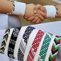 Bracelet Keffiyeh Palestine Tressé Réglable, Bracelet Écharpe Kufiya Arabe Palestinien