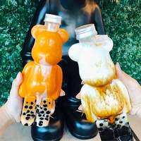 LOKYO bouteilles d'emballage de lait de jus de boisson mignon ours personnalisé réutilisable en plastique tasse à thé à bulles