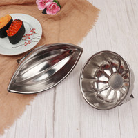 Haojingyi CH050 – Moule à sushi en acier inoxydable, motifs citrouille, papaye et fleur de prunier, style japonais, forme bateau, compatible lave-vaisselle, pour riz à sushi DIY