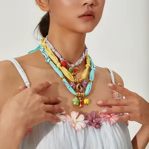 Collier tendance avec pendentif lettre, chaîne de <span class=keywords><strong>pull</strong></span> en perles <span class=keywords><strong>et</strong></span> chaîne en corde - Product Image 2