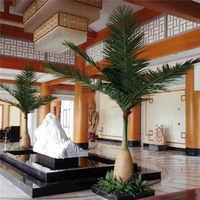 Grand arbre artificiel en plastique robuste, imitation cocotier, pour extérieur, zones à fort trafic, décoration de tronc d'arbre pour hôtels, cours et halls.