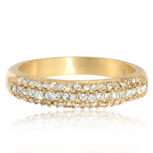 Bague en or Yunnique avec pierres blanches serties pavé, bijoux de mode pour femme, cadeau - Product Image 5
