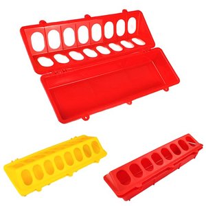 鸡喂食器翻盖式家禽喂食器，带16孔翻盖式鸟小型家禽喂食器30厘米长 - Product Image 2