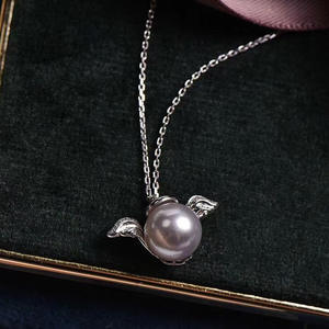 S925 <b>Silver</b> Pendant Accessory DIY Fashion Angel Necklace 7-8mm <b>Beads</b> Empty Stand Product Fashion Pendant Necklaces 30256 - Product Image 3