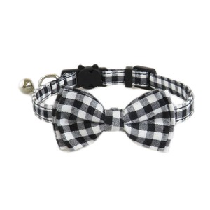 Collier à carreaux pour animaux de compagnie avec nœud papillon, sangle réglable pour chien et chat avec clochette, accessoire à carreaux pour chiot et chaton - Product Image 3