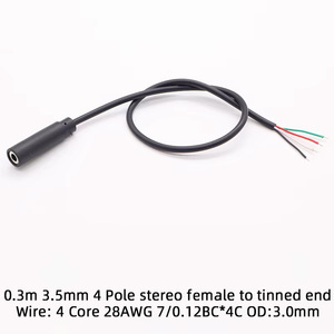 재고 있음 TS TRS AUX 오디오 케이블 2.5mm 3.5mm 모노 스테레오 남성 여성용 - 베어 와이어 오픈 엔드 와이어 AWM 2464 24AWG 28AWG 도매 - Product Image 6