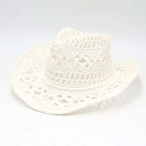 Wholesale Hollow Out Weave <b>Pattern</b> Straw Hat Beach Summer <b>Paper</b> Straw Cowboy Hat for Women Traveling Sun Shade - Product Image 6