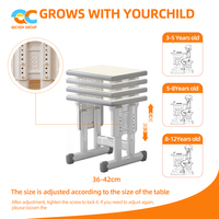 Ensemble table et chaise ergonomiques réglables en hauteur pour enfants, mobilier de classe empilable, durable, en métal, pour l'étude des élèves