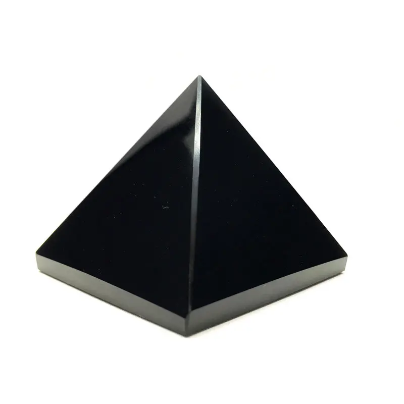 Pierres semi-précieuses artisanales et cristaux sculptés pyramide de cristal d'obsidienne noire pour cadeau souvenir